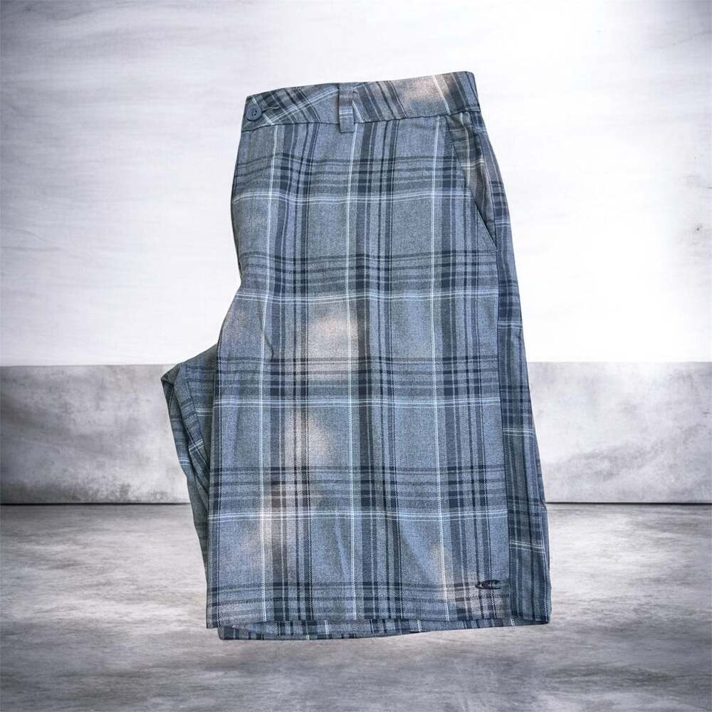O'Neill Men's Gray Plaid Flat Front Walk Shorts Size 38